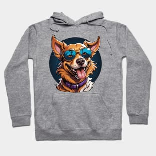 Sunny Smiles: Dog Portrait with Shades Hoodie